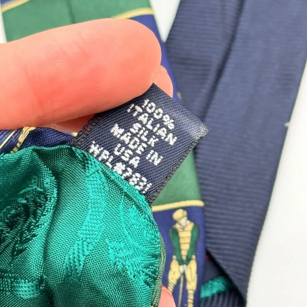 2 Tommy Hilfiger Blue Red Striped, Green Golf Print Silk Neck Men's Accessory